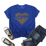 Boy Mama T Shirt Leopard Print Love Mama Printed Short Sleeve round Neck T-shirt