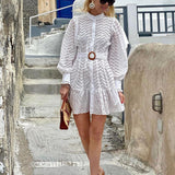 Women Bohemian Dress Spring and Summer Women's Clothing round Neck Short Sleeve Dress