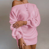 Sweater Dress Outfit With Tights 2 Piece Set Women Autumn Winter Dress Casual Knitted Sweater Dress