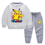 Children Pokemon Pikachu Hoodie & Pant Set Sweatshirt Set Solid Color Cotton Warm