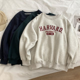Harvard Sweatshirt Letter Embroidery Velvet Padded Thickened Sweater