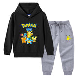 Children Pokemon Pikachu Hoodie & Pant Set Hooded Sweater Trousers Two-Piece Baby Cotton Sweater Suit