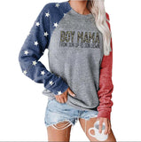 Boy Mama Boy Mama Letter Print Loose Long Sleeve Sweater
