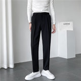 Seersucker Suit Straight-Leg Trousers Suit Pants