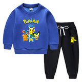 Children Pokemon Pikachu Hoodie & Pant Set Fleece Lined Padded Warm Keeping Winter Clothes Sweatershirt Suit