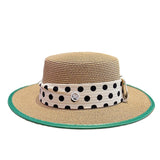 Straw Hat Green Hemming Straw Hat Female Flat Top Sun Shade Top Hat