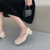 Nude Block Heel Sandals Vintage Leather Shoes
