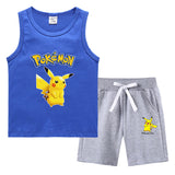 Children Pokemon Pikachu Tshirts & Shorts Vest Middle Pants Sports Casual Thin Two Pieces