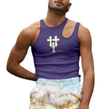 Rave Outfits Mens Vest Printed Strappy T-shirt