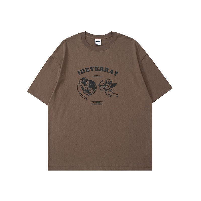 Man Summer T Shirt Little Angel Print Half Sleeve