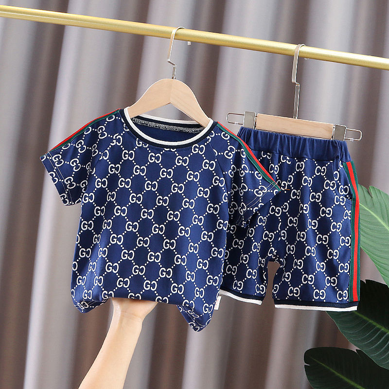 Kid's Athletic Tracksuit Boys Summer Suit Children's Short Sleeve Two-Piece Set