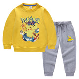 Children Pokemon Pikachu Hoodie & Pant Set Two-Piece Baby Cotton Sweater Set