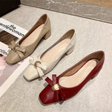 Nude Block Heel Sandals Bow High Heels