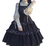 Gothic Lolita Harajuku Style Clothing Summer Polka Dot Love Princess Solid Color Dress Suspender Dress