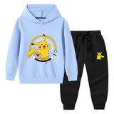 Children Pokemon Pikachu Hoodie & Pant Set Hooded Sweater Trousers Two-Piece Baby Cotton Sweater Set
