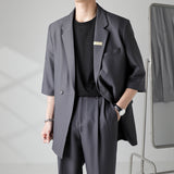 Double Brewed Seersucker Suit Autumn and Winter Leisure Cotton Solid Gray Loose