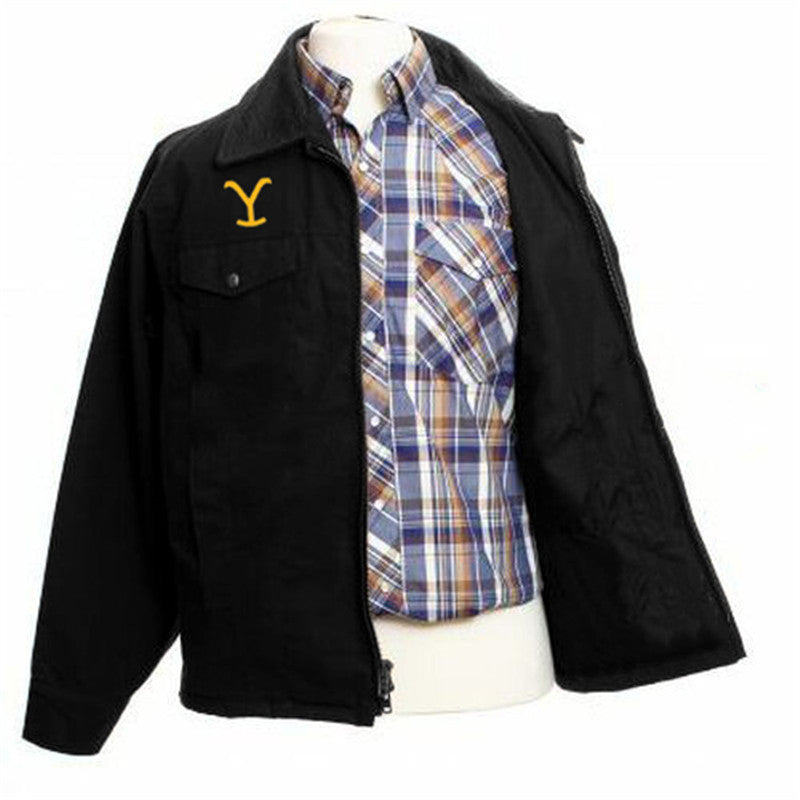 John Dutton Jacket Men's Huangshi Printed Winter Middle-Aged Shirt Loose Retro Coat