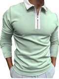 Polo Shirts Autumn Men's Zipper Stitching T-shirt Long Sleeve