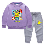 Children Pokemon Pikachu Hoodie & Pant Set Sweater Set Two-Piece Cotton