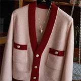 Preppy Aethetic Outfits Autumn Pink Short Solid Color Knitted Sweater