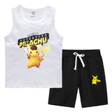 Children Pokemon Pikachu Tshirts & Shorts Vest Middle Pants Sports Casual Thin Two Pieces