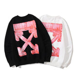 Off White Sweatshirts Long Sleeve round Neck Neck Neck Sweater for Men and Women
