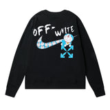 Off White Long Sleeve Round Neck Sweater Fall/Winter Crew Neck Pullover Sweatshirt