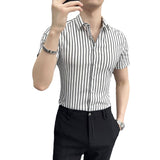 Men Shirts Striped Half Sleeve Shirt