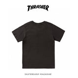 Thrasher T Shirt Summer Flame Thrasher Loose Short Sleeve Men's Round Neck Pullover