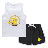 Children Pokemon Pikachu Tshirts & Shorts Casual Sports Sweat-Absorbent Suit Neutral