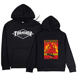 Thrasher Hoodie Letter Flame Print Solid Color Coat