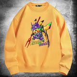 Men and Women Pokemon Pikachu Hoodie Neon Genesis Evangelion EVA Crew Neck Sweater