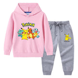 Children Pokemon Pikachu Hoodie & Pant Set Sweater Suit Cotton Trendy