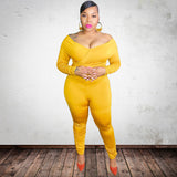 Women Plus Size Jumpsuits Solid Color Off-Shoulder Tight Sexy Jumpsuit