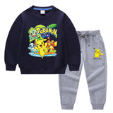 Children Pokemon Pikachu Hoodie & Pant Set Two-Piece Baby Cotton Sweater Set