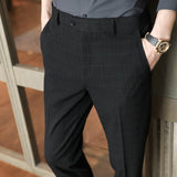 Men Trousers Men's Small Plaid Casual Pants