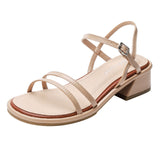 Nude Chunky Heel Roman Sandals