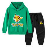 Children Pokemon Pikachu Hoodie & Pant Set Hooded Sweater Trousers Two-Piece Baby Cotton Sweater Set
