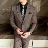 Seersucker Suit Slim Three-Piece Suit Striped Suit