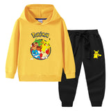 Children Pokemon Pikachu Hoodie & Pant Set Hooded Sweater Trousers Cotton Suit