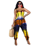 Women Plus Size Jumpsuits Summer Loose Tie-Dye Suspenders Casual Jumpsuit