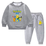 Children Pokemon Pikachu Hoodie & Pant Set Fleece Lined Padded Warm Keeping Winter Clothes Sweatershirt Suit