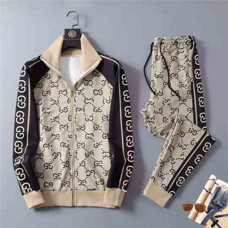Men's Athletic Tracksuit Spring and Autumn Men's Sports Casual Cardigan Suit Men's Pants Letters