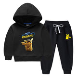 Children Pokemon Pikachu Hoodie & Pant Set Fleece Lined Padded Warm Keeping Winter Clothes Sweatershirt