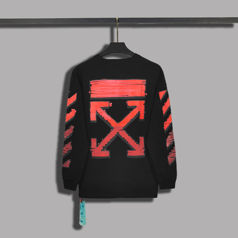 Off White Sweatshirts Long Sleeve round Neck Neck Sweater Autumn and Winter Red Arrow round Neck Long Sleeve Men and Women