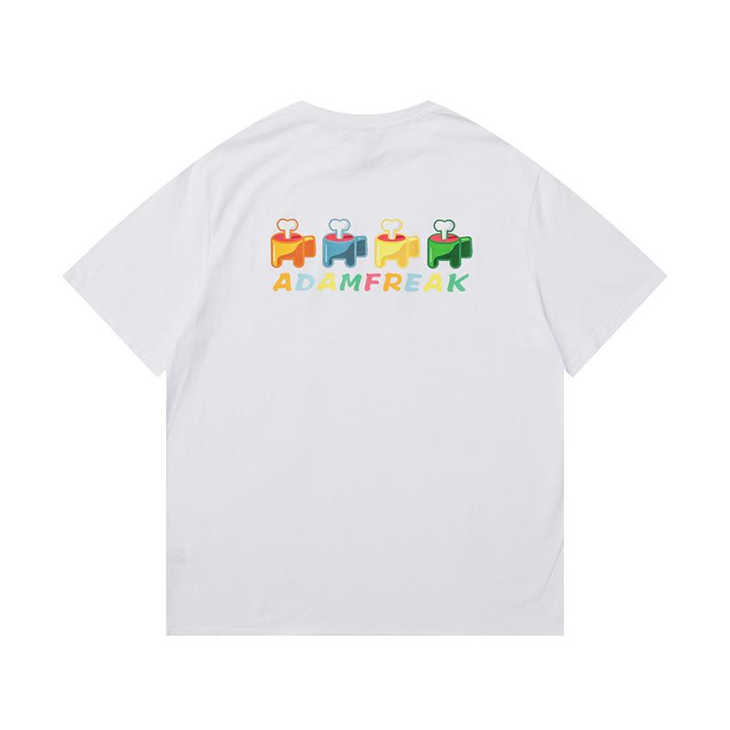 Men T Shirt Summer Casual Tops Men's Clothes Summer Wear Japanese-Style Retro Men's round Neck Short Sleeve Casual Loose Cartoon Printed T-shirt