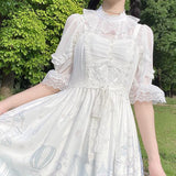 Gothic Lolita Harajuku Style Clothing Chiffon Cute Lace Lined Lolita Chiffon Half Sleeve Shirt