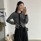 Preppy Aesthetic Outfits Round Neck Contrast Color Knitwear