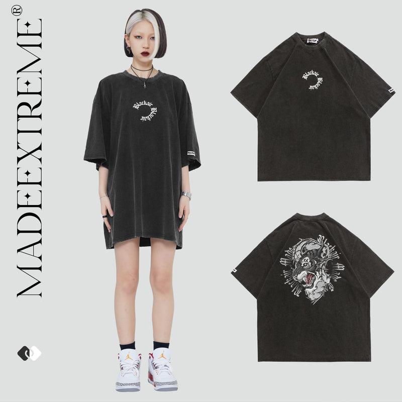 Blackair T Shirt Retro Short Sleeve Tiger Printed Loose T-shirt