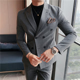 Double Brewed Seersucker Suit Fall Winter Men's Suit Fashionable Wide Stripes